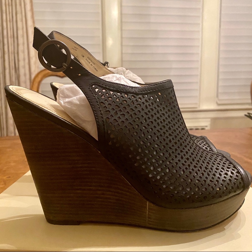 Coach Jaklyn Burnished Leather Wedges, 10M